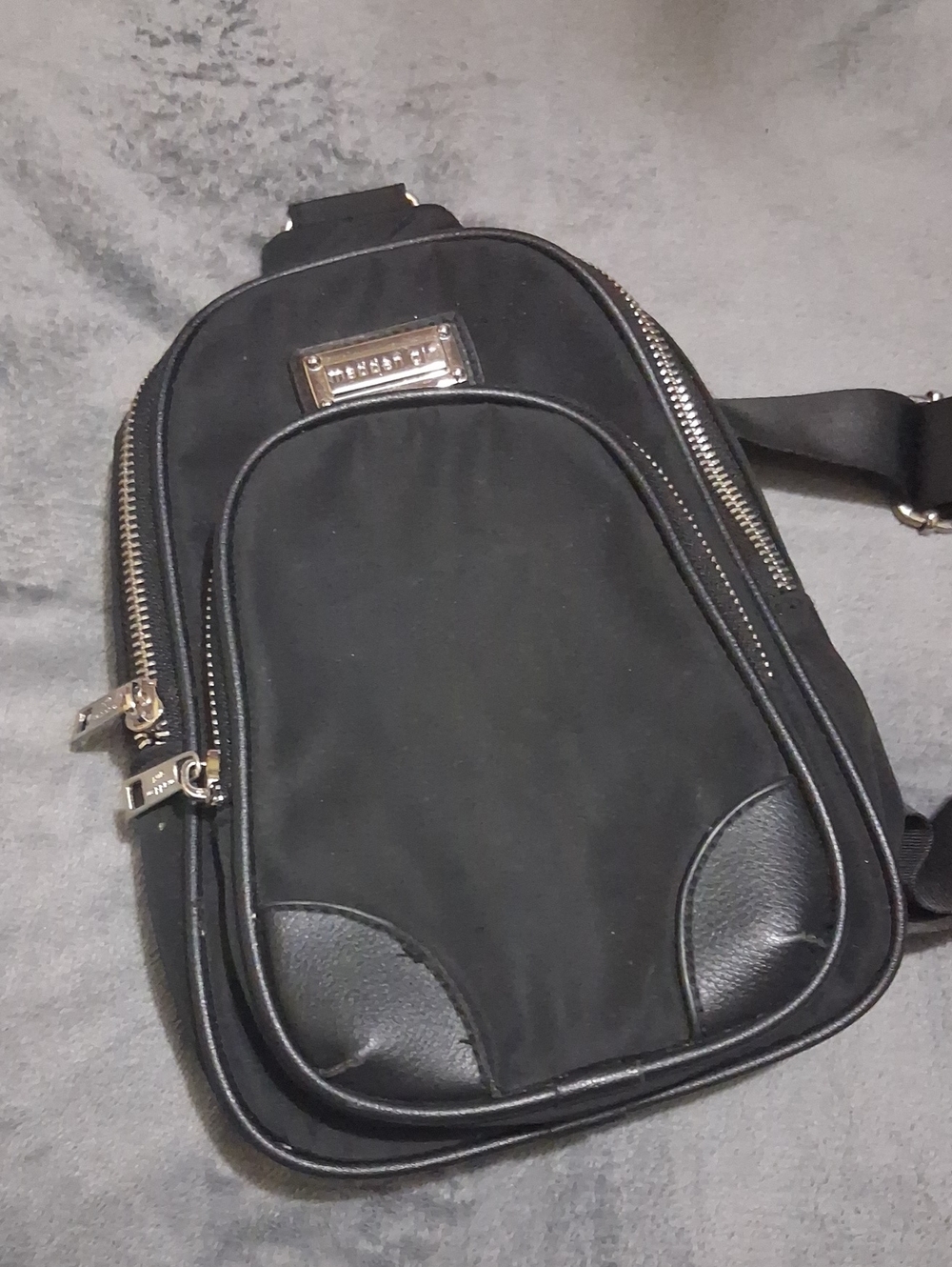Madden Girl Black Men's Sling Belt Bag with Silver Hardware